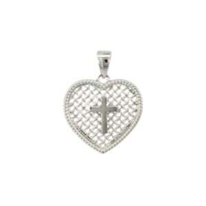 White Gold Heart Cross Pendant