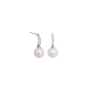 Pearl White Gold Diamond Drop Earrings