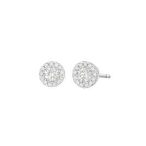 White Gold Halo Diamond Earrings