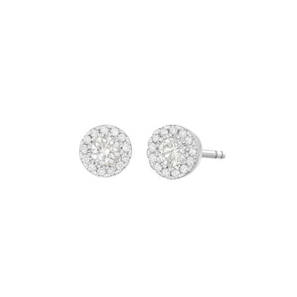 White Gold Halo Diamond Earrings