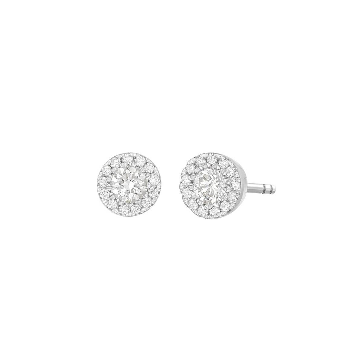 White Gold Halo Diamond Earrings