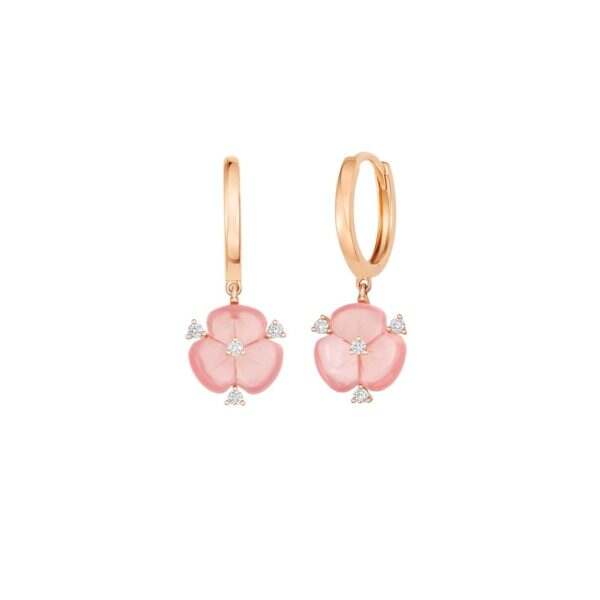 Pink Quarts Diamond Earrings