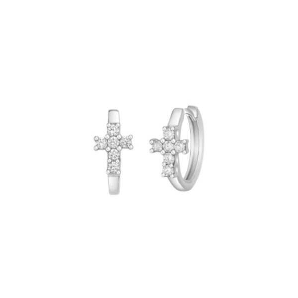 Pave Cross Hoop Earring