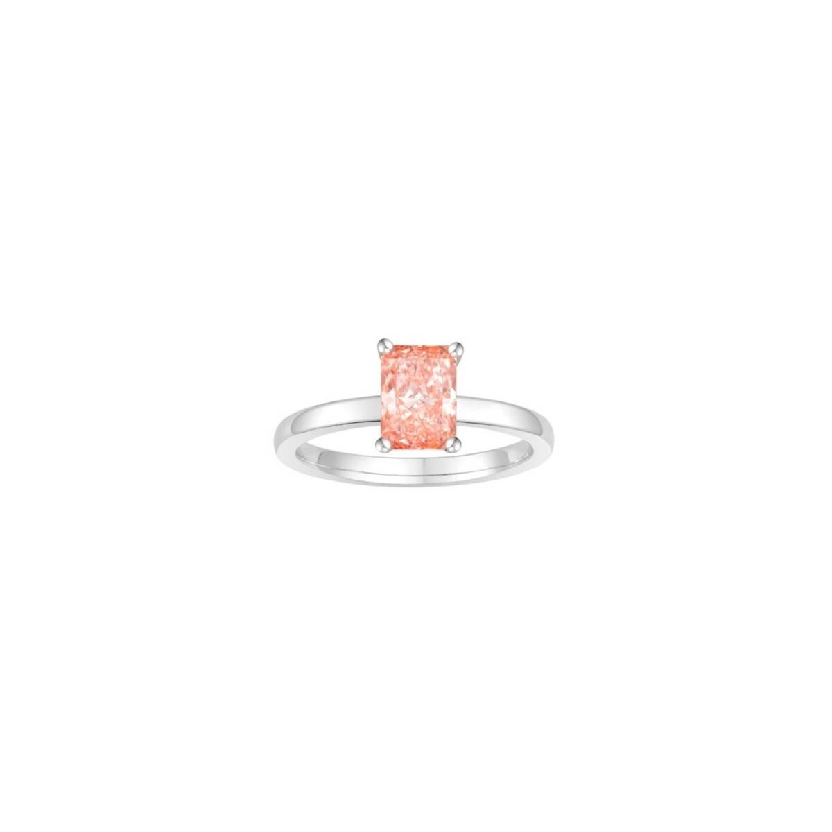 Lab-Grown Long-cushion cut Pink Diamong Ring
