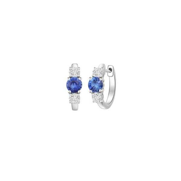 Sapphire with Diamonds Hoop Earrings