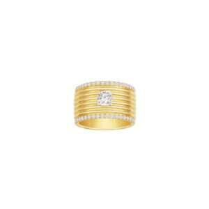 Lab-Grown Diamond Paved Cigar Cushion Square Ring