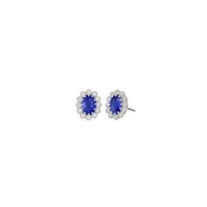 Blue Sapphire Diamond Halo Earrings