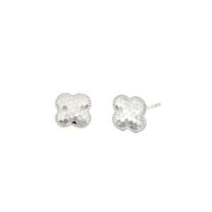 White Gold Clover Earrings