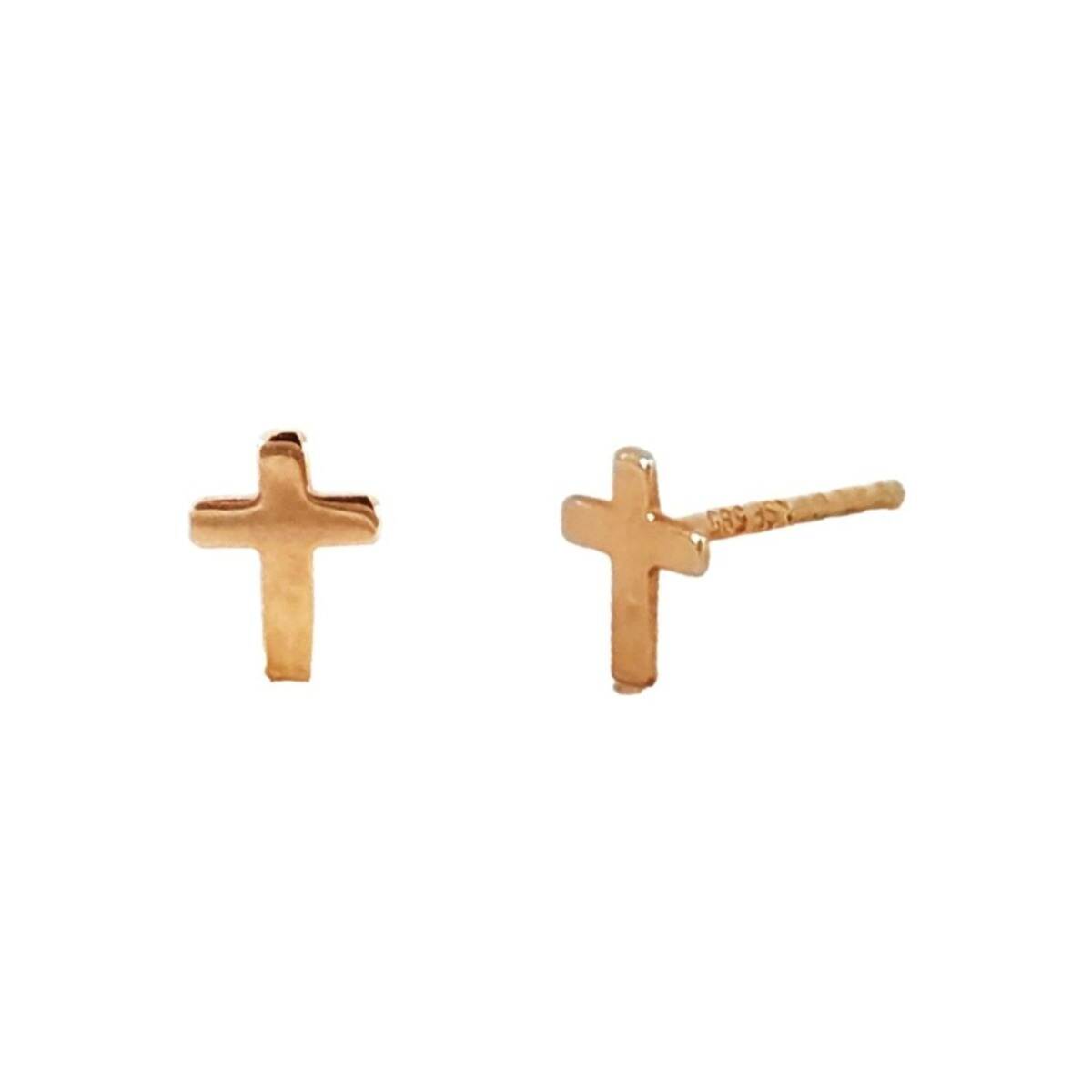 Rose Gold Cross Earrings