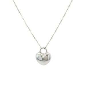 White Gold Heart Locket Necklace