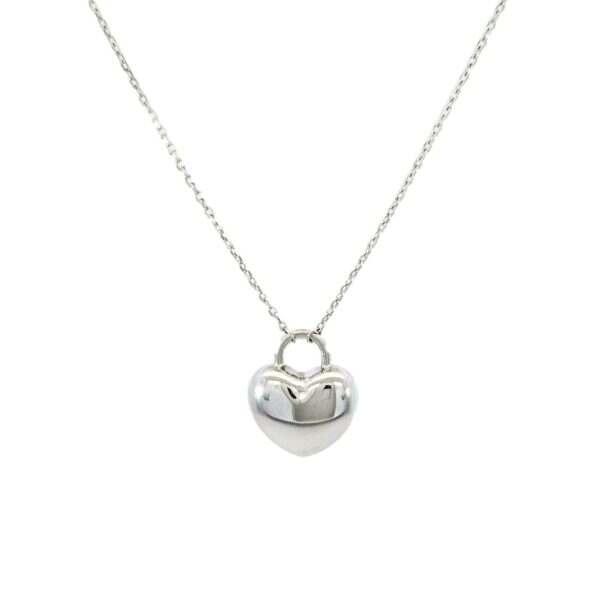 White Gold Heart Locket Necklace