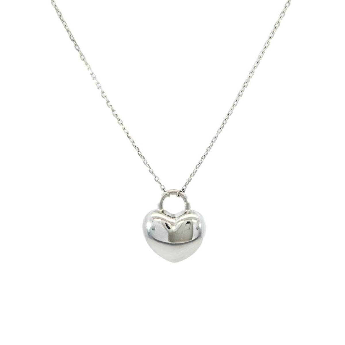 White Gold Heart Locket Necklace