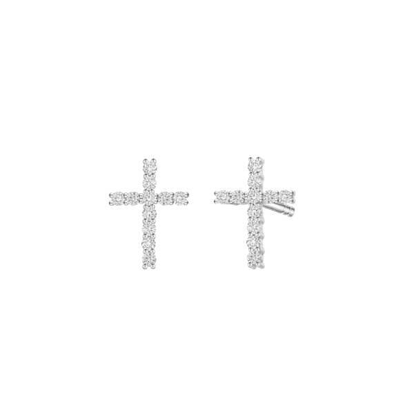 White Gold Cross Earrings