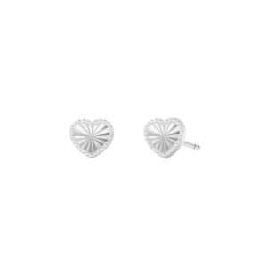 White Gold Heart Earrings