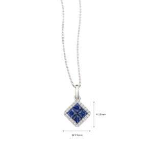 Blue Sapphire Flower Pendant