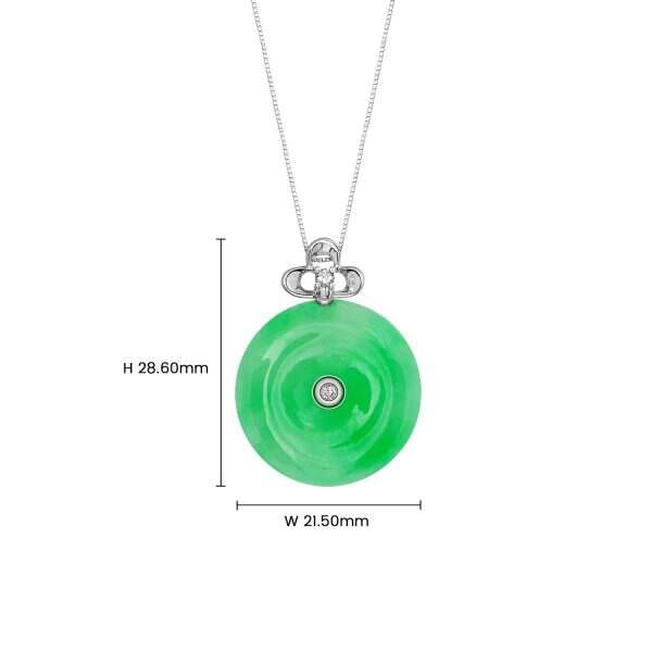 Round Jade with Diamonds Loop Pendant