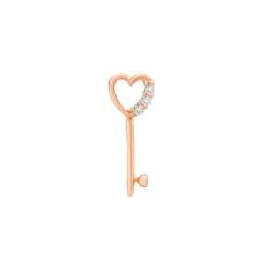 Rose Gold Diamond Heart Key Pendant