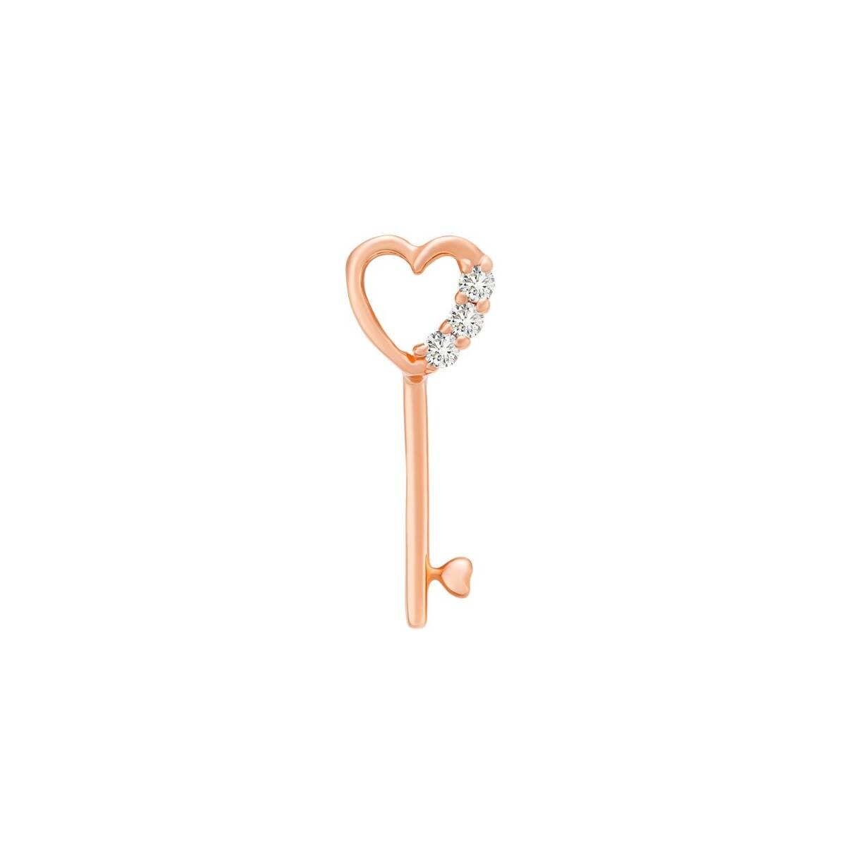 Rose Gold Diamond Heart Key Pendant