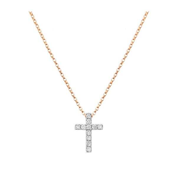 Double Strand Diamond Cross Necklace