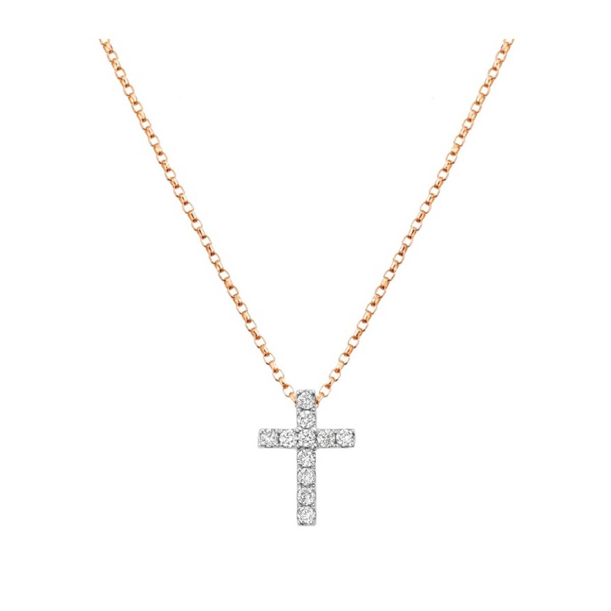 Double Strand Diamond Cross Necklace