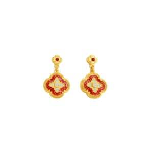Gu Fa Jin Scarlet Legacy Clover Earrings