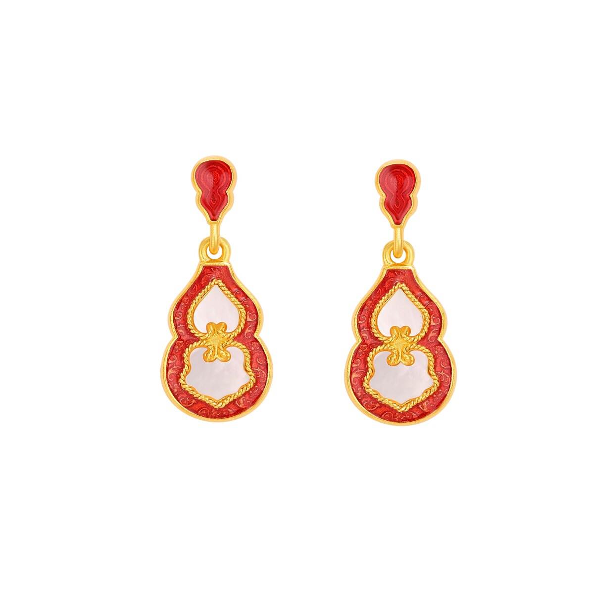 Gu Fa Jin Scarlet Legacy Gourd Dangling Earrings