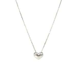 White Gold Puffy Heart Necklace