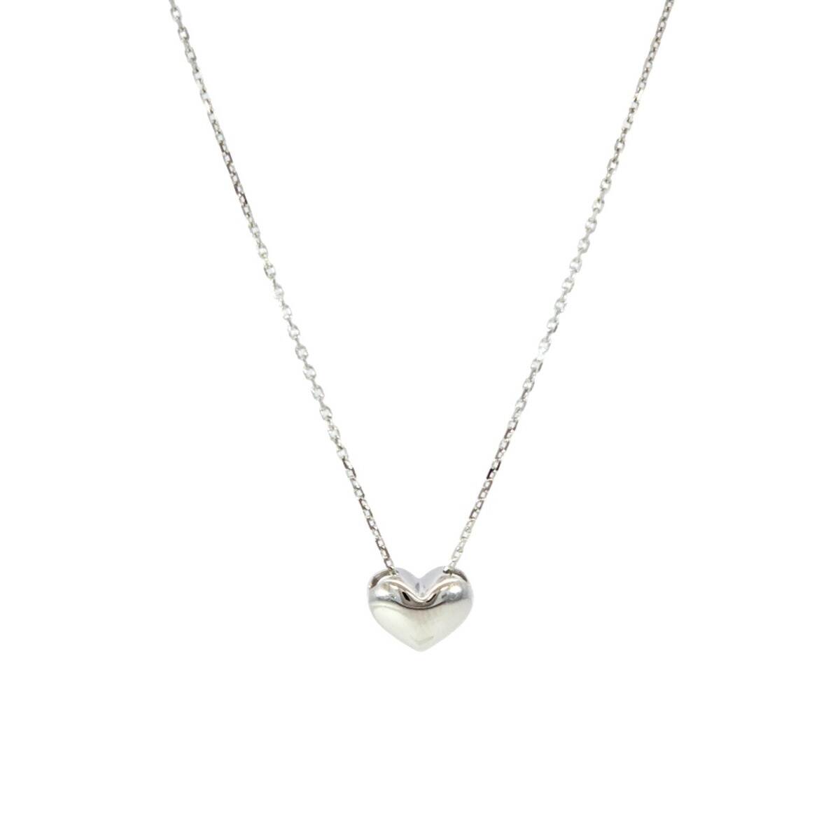 White Gold Puffy Heart Necklace
