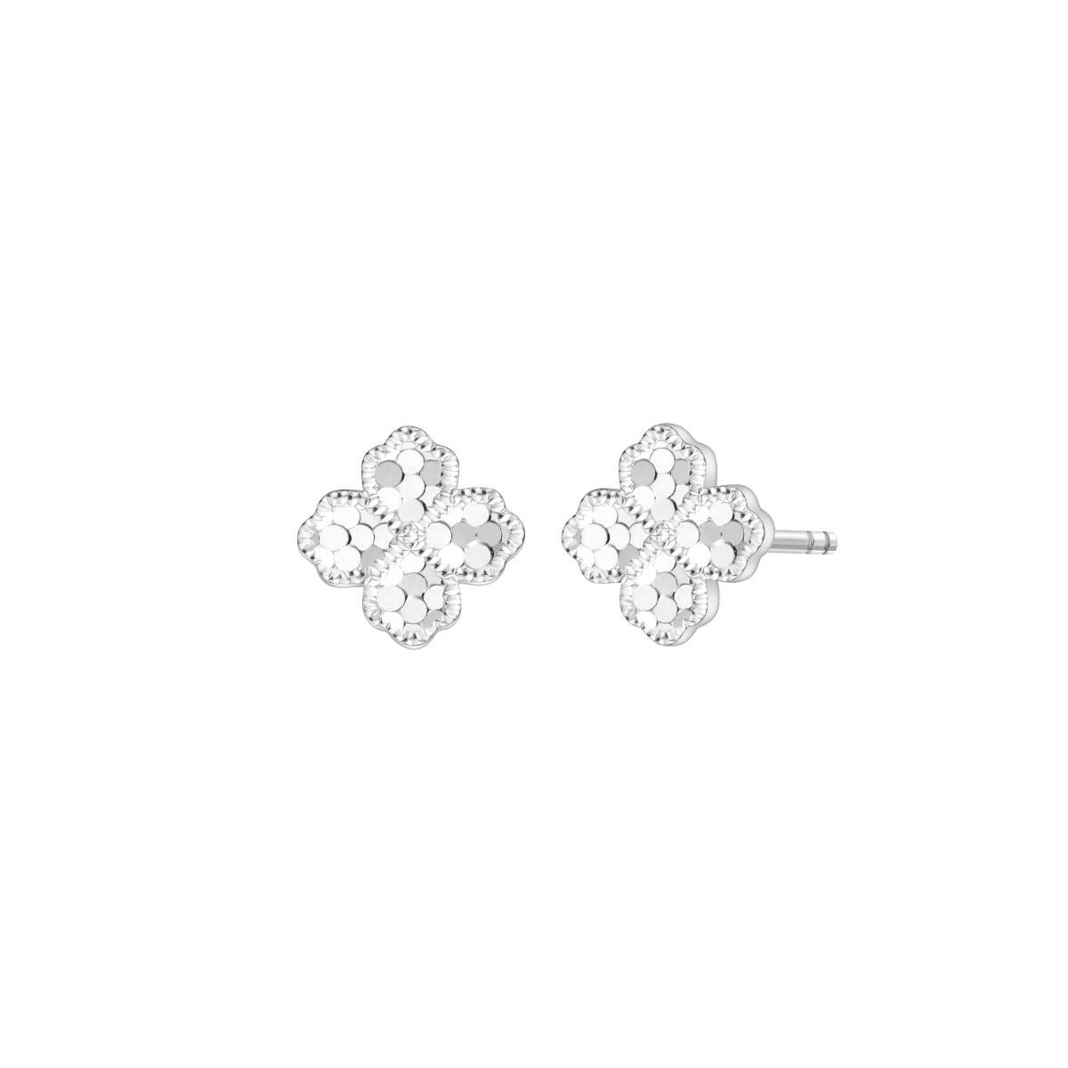 White Gold Stardust Floral Earrings