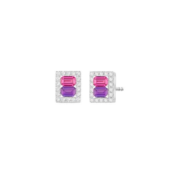 Sapphire Diamond White Gold Earrings