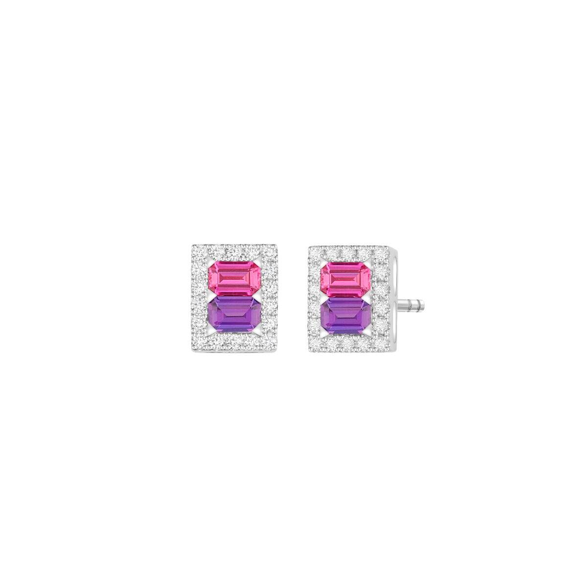 Sapphire Diamond White Gold Earrings