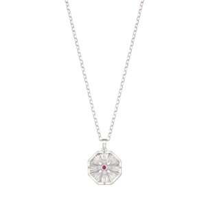 Ruby Diamond Starburst White Gold Necklace